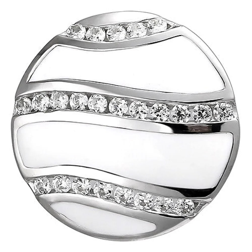 Anhänger 925 Sterling Silber mit weißer Emaille und 24 Zirkonia