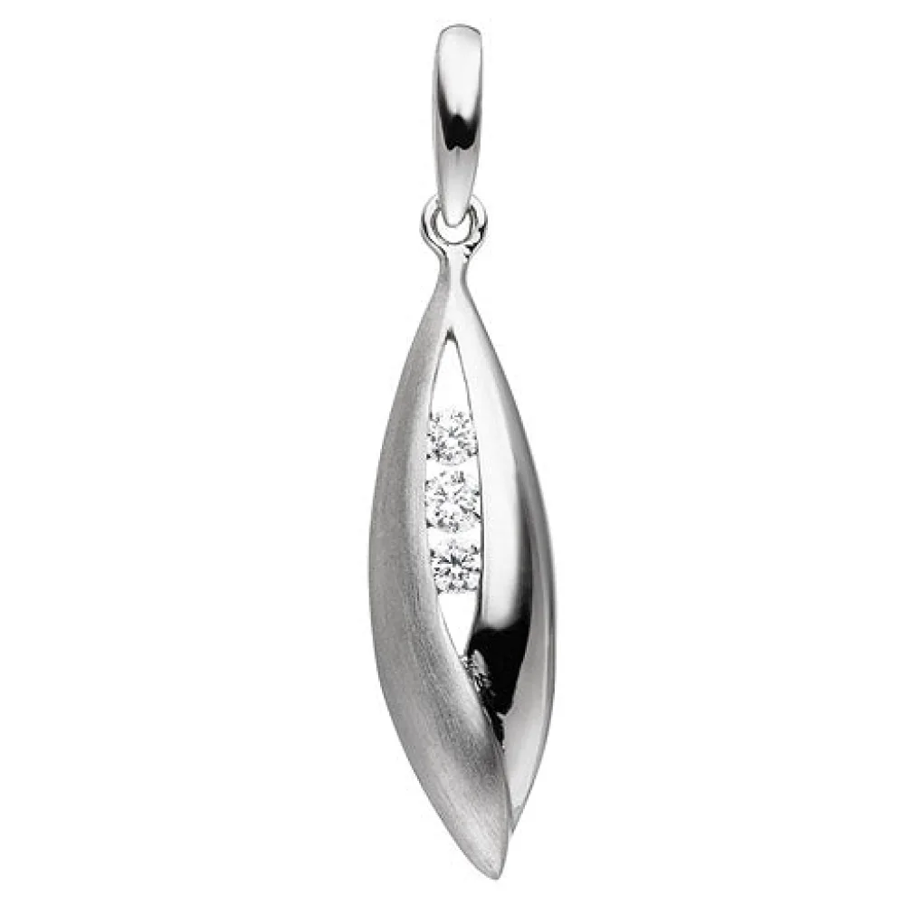 Anhänger 925 Sterling Silber teil matt 3 Zirkonia Silberanhänger