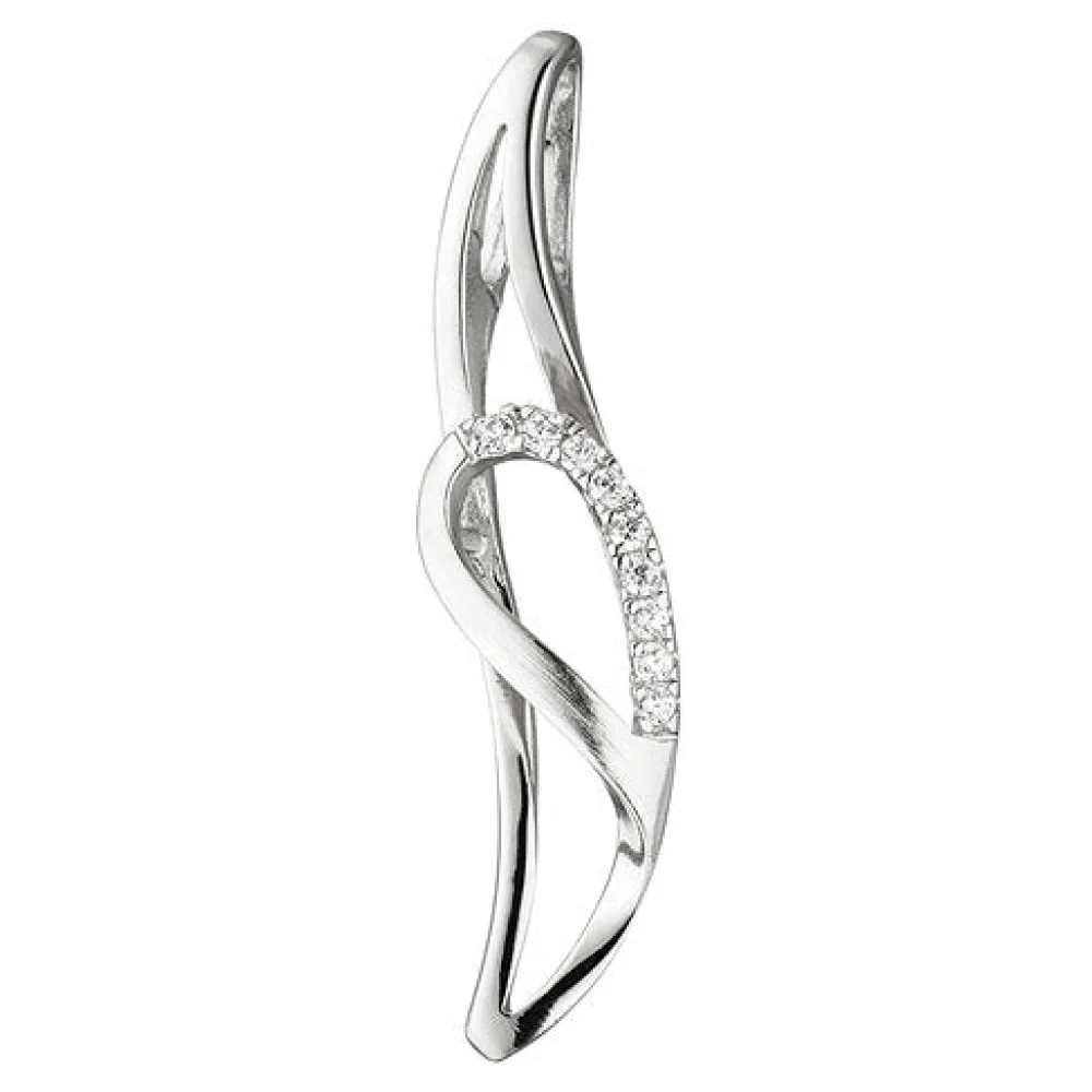Anhänger 925 Sterling Silber teil matt 9 Zirkonia Silberanhänger