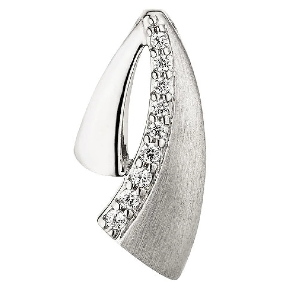 Anhänger 925 Sterling Silber teil matt 9 Zirkonia Silberanhänger