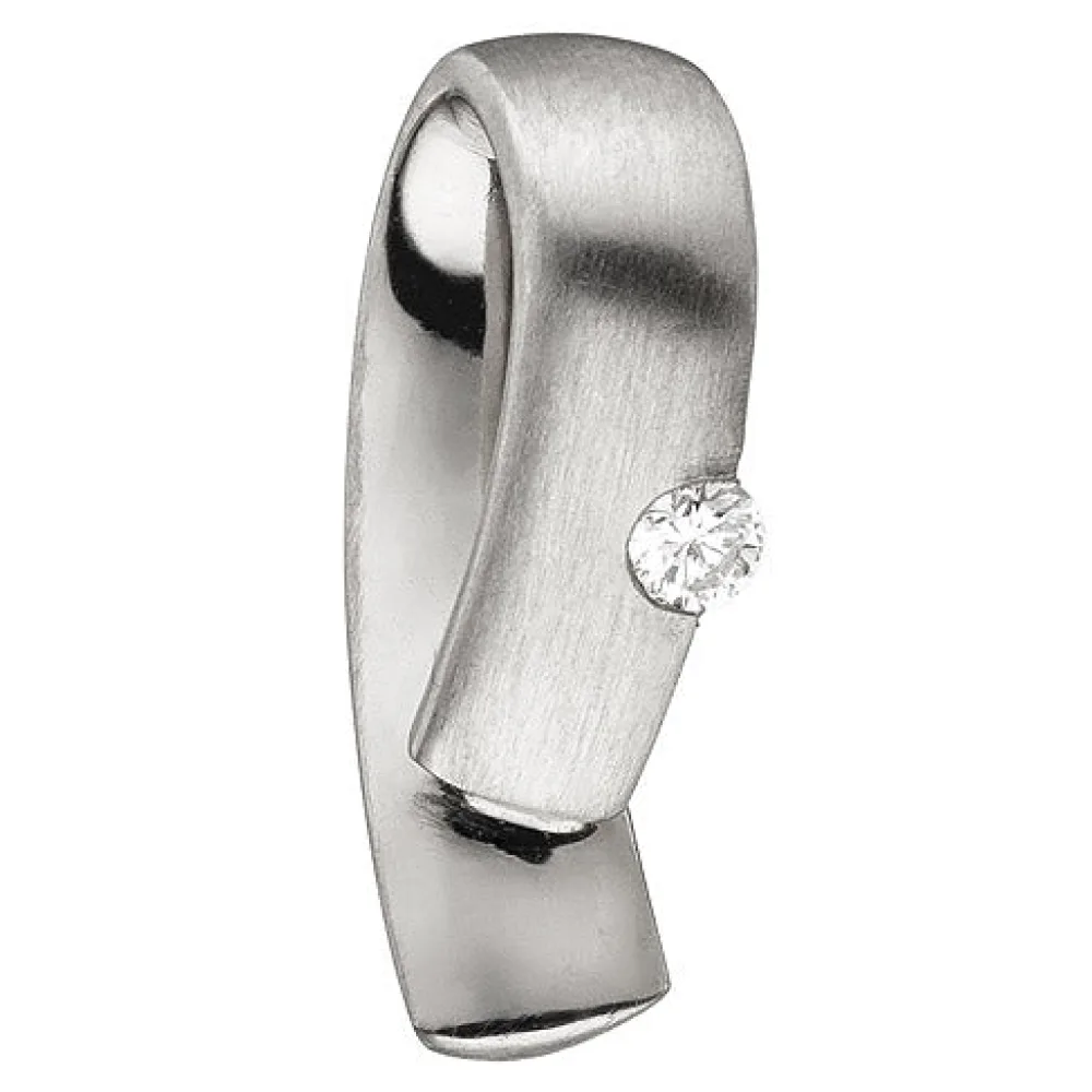 Anhänger 950 Platin teil matt 1 Diamant Brillant 0 06ct. Platinanhänger