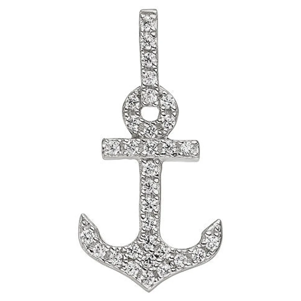 Anhänger Anker 925 Sterling Silber 32 Zirkonia Silberanhänger Ankeranhänger