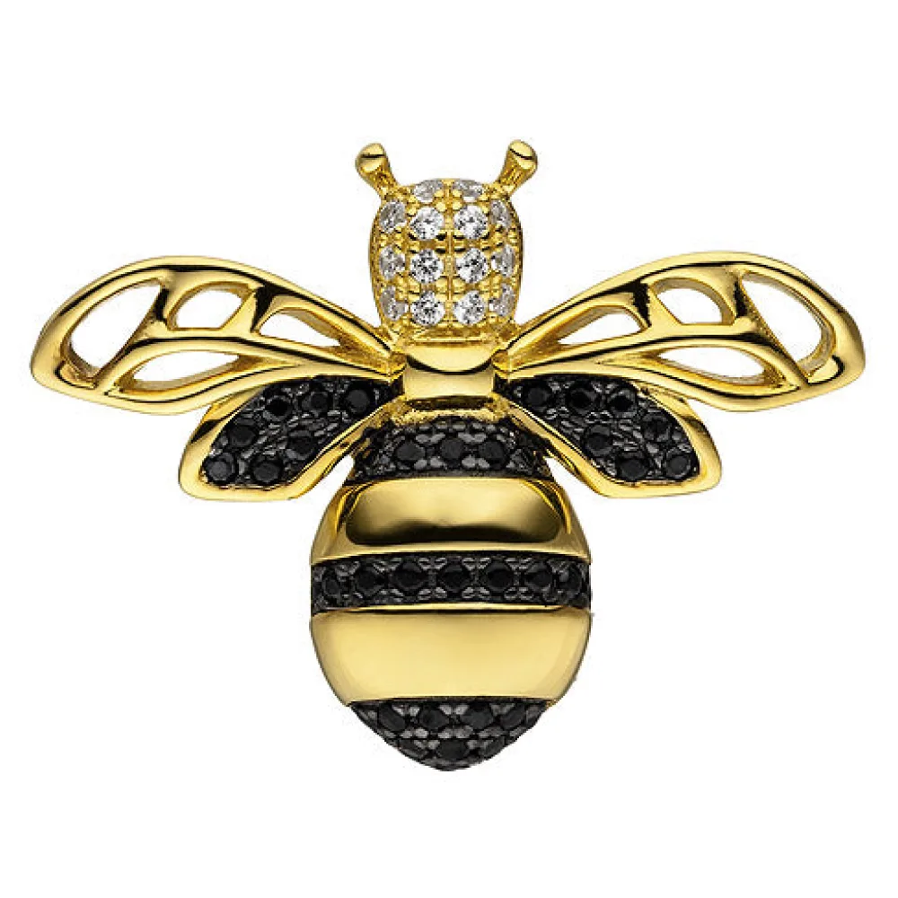 Anhänger Biene 925 Sterling Silber gold vergoldet 38 Zirkonia