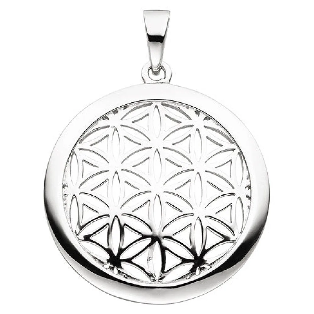 Anhänger Blume des Lebens rund 925 Sterling Silber