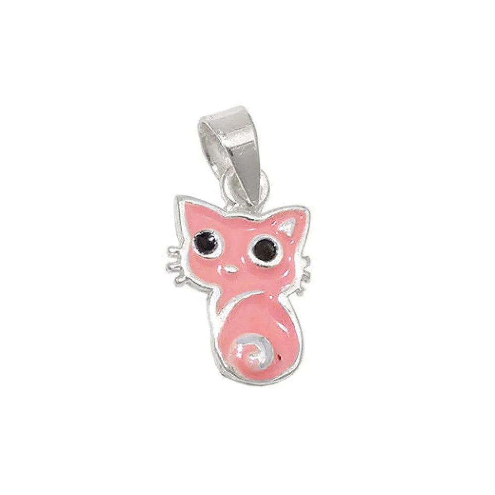 Anhänger rosa Katze Silber 925