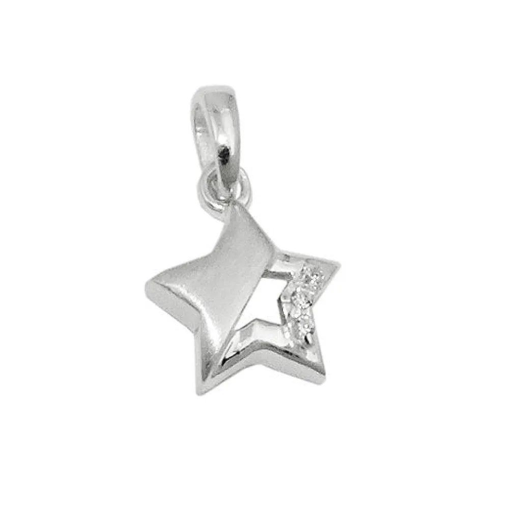 Anhänger Stern Zirkonia teilmatt Silber 925