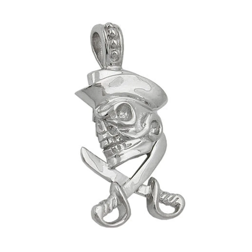 Anhänger Totenkopf mit Piratenhut 925
