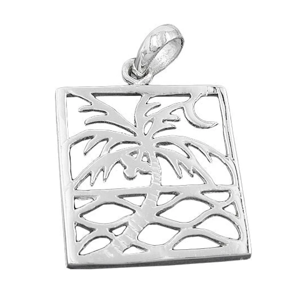 Anhänger Viereck mit Palme Silber 925