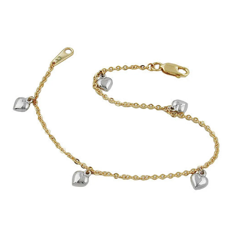 Armband Ankerkette mit Herzen Gold 375