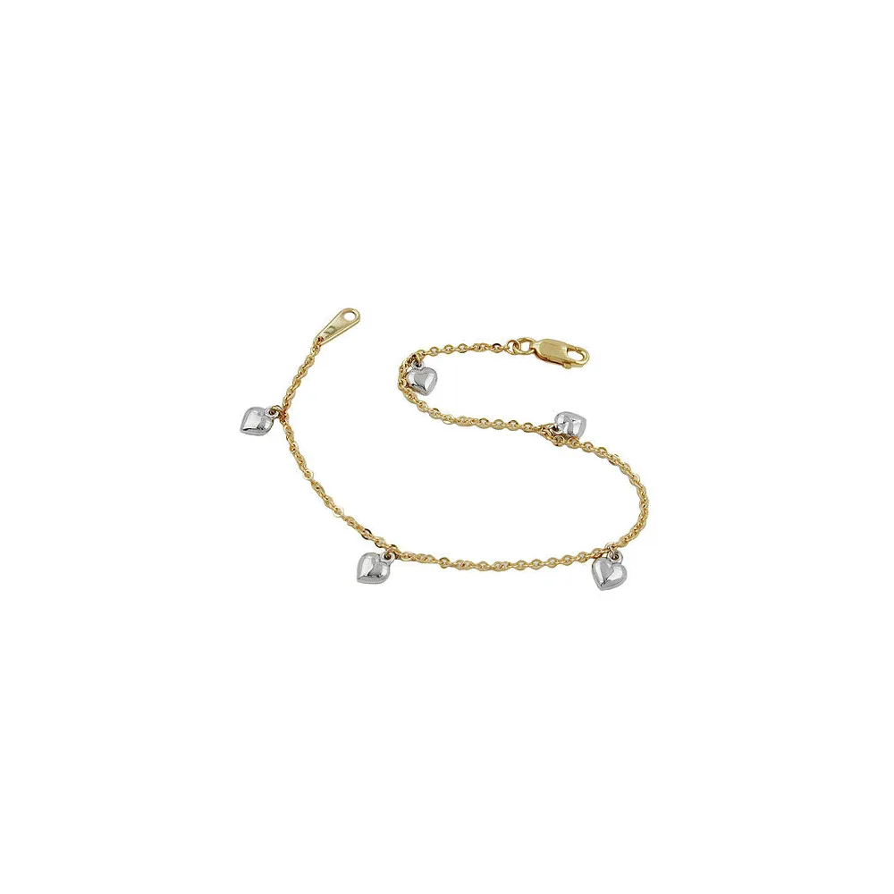 Armband Ankerkette mit Herzen Gold 375