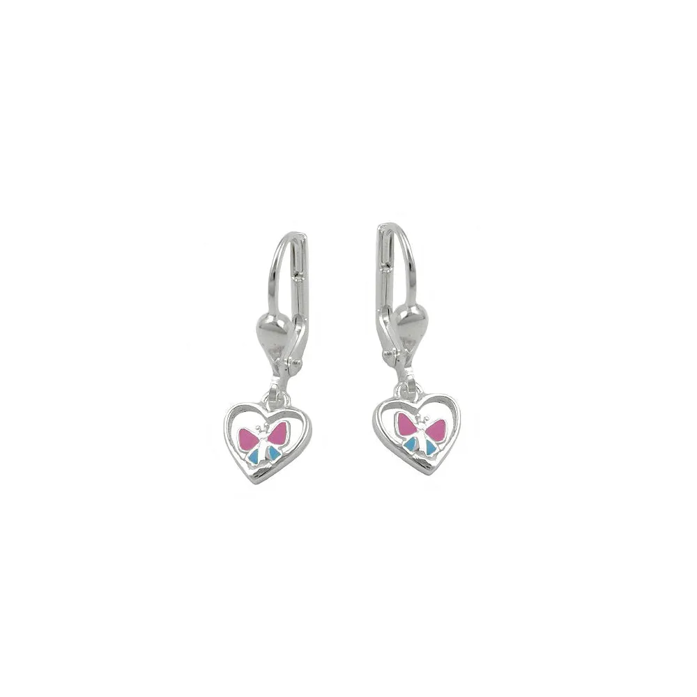 Ohrringe Brisur Herz mit Schmetterling Silber 925