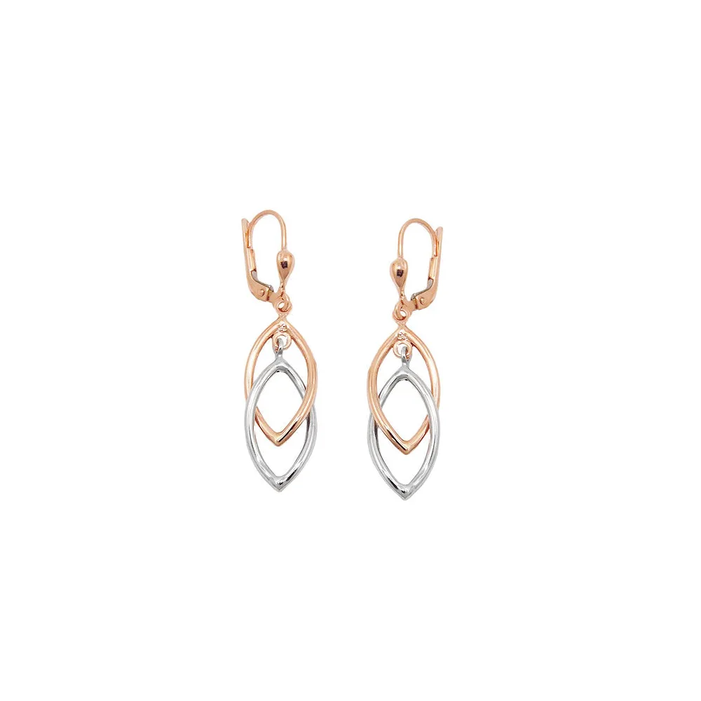 Ohrringe Brisur 2 Ovale bicolor 9Kt Rotgold