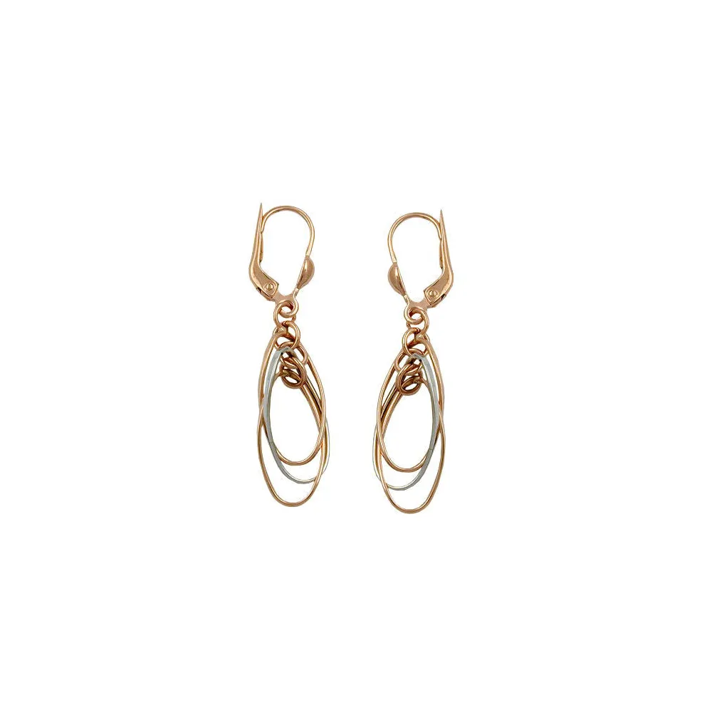 Ohrringe Brisur 3 Ovale hängend 9Kt Rotgold