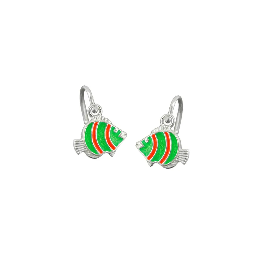 Ohrringe Brisur Clownfisch grün orange 925