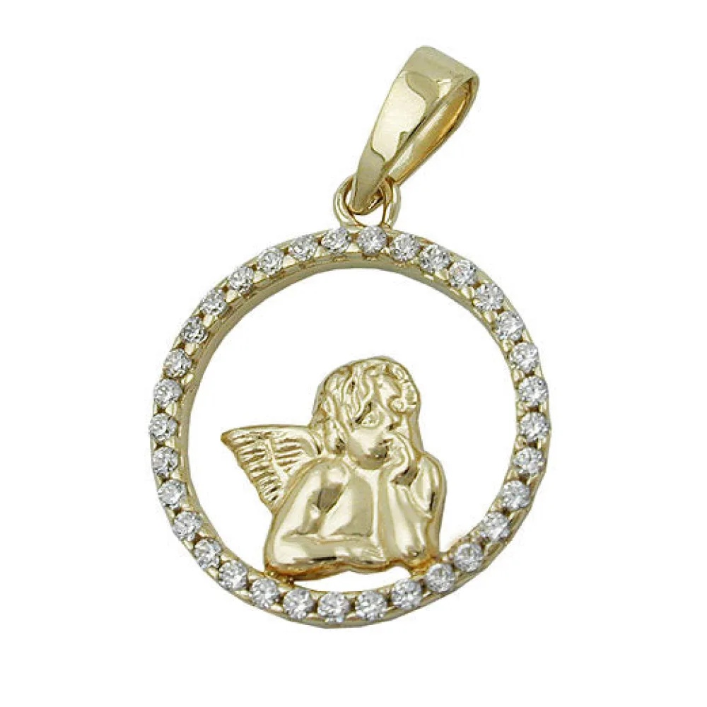 Anhänger Engelmotiv Zirkonia Gold 375