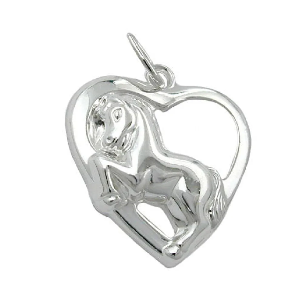 Anhänger Herz mit Pferd Silber 925