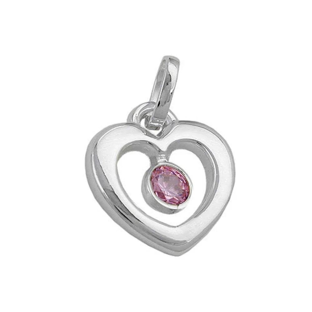 Anhänger Herz mit rosa Zirkonia 925