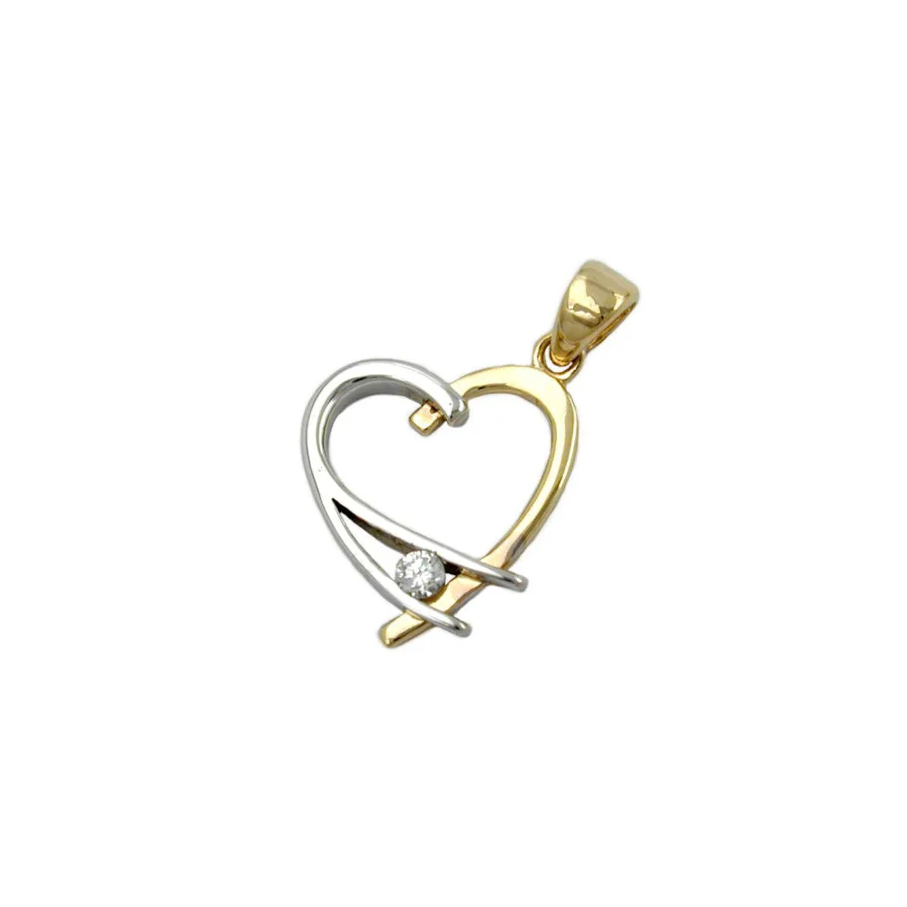 Anhänger Herz offen bicolor Gold 375