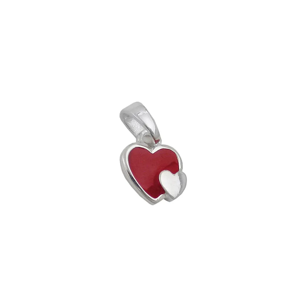 Anhänger Herzen rot-silber Silber 925