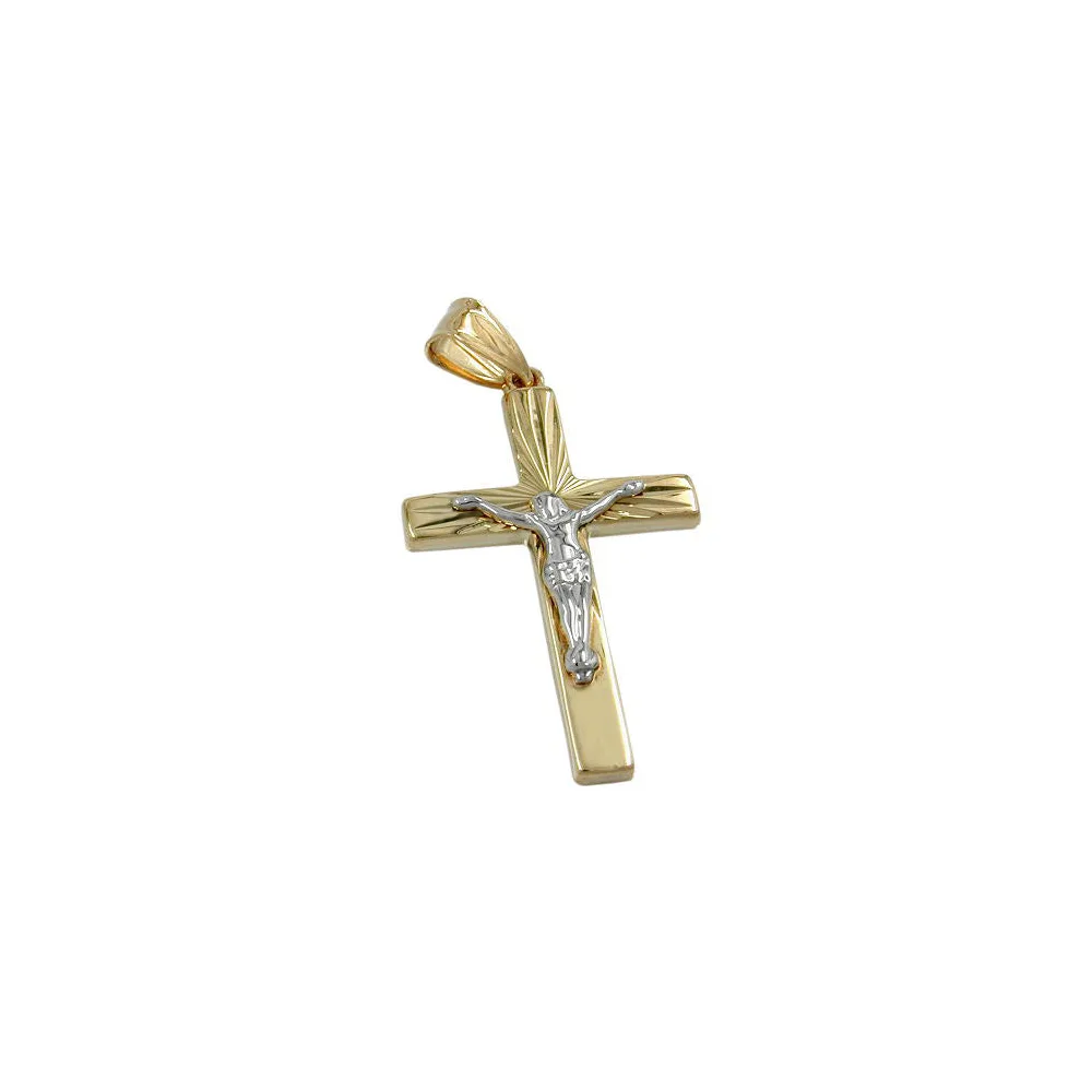 Anhänger Jesuskreuz bicolor Gold 375
