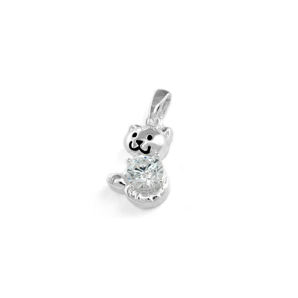 Anhänger Katze mit Zirkonia Silber 925