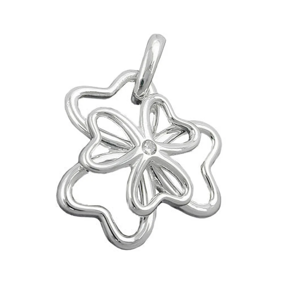 Anhänger Kleeblatt Zirkonia Silber 925