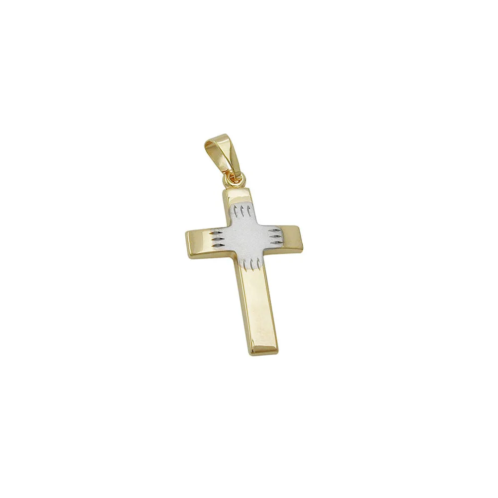 Anhänger Kreuz bicolor Gold 375