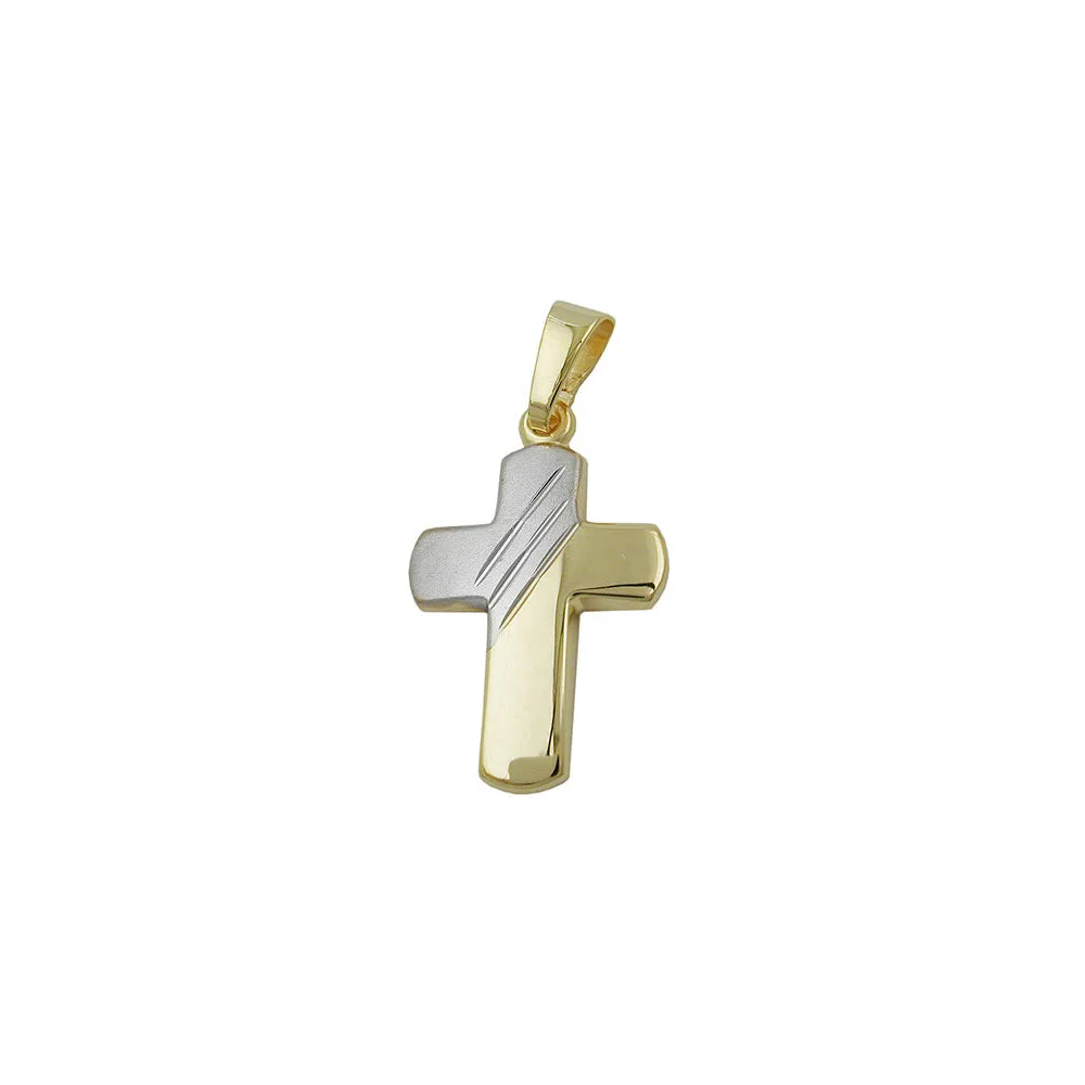 Anhänger Kreuz bicolor Gold 375