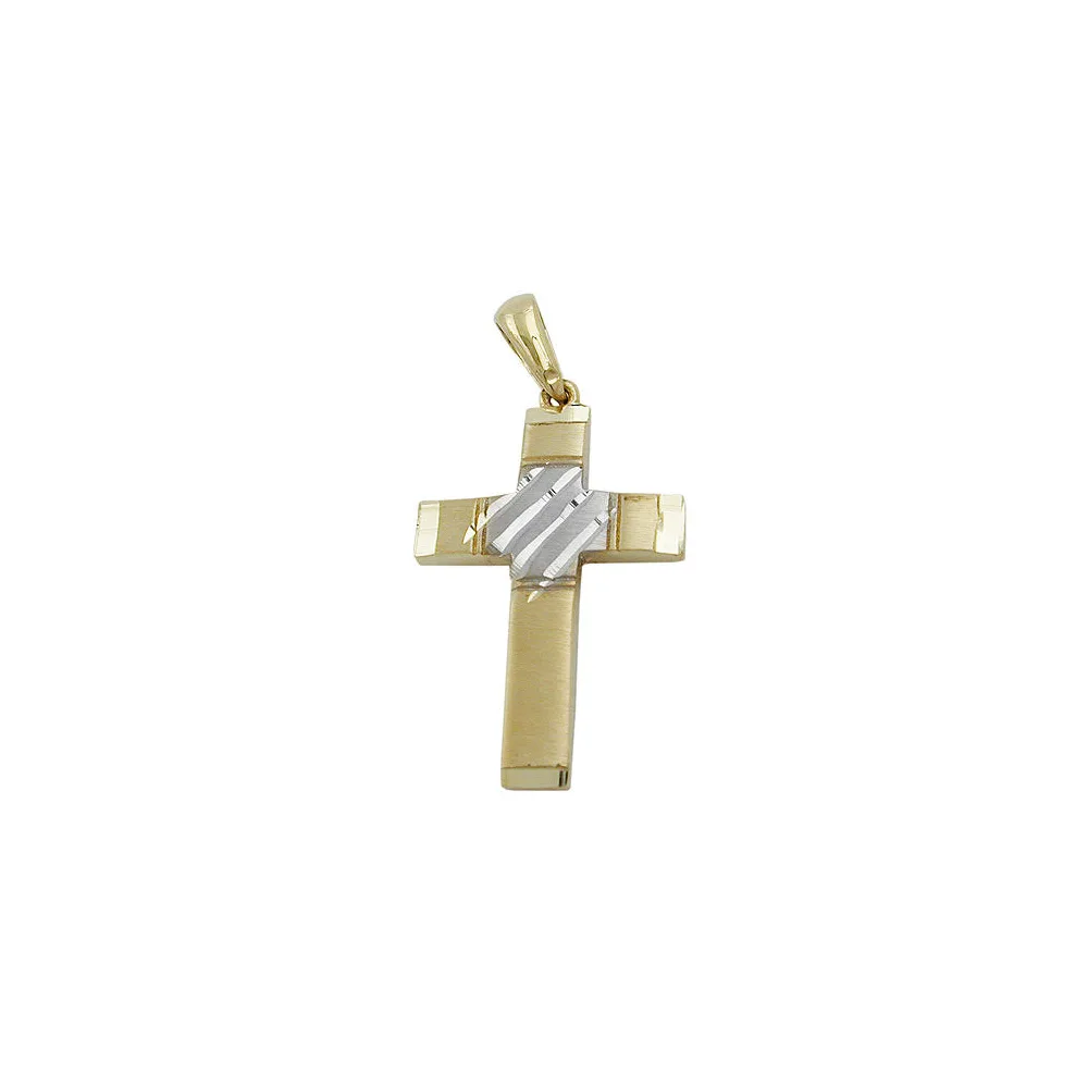 Anhänger Kreuz bicolor Gold 375