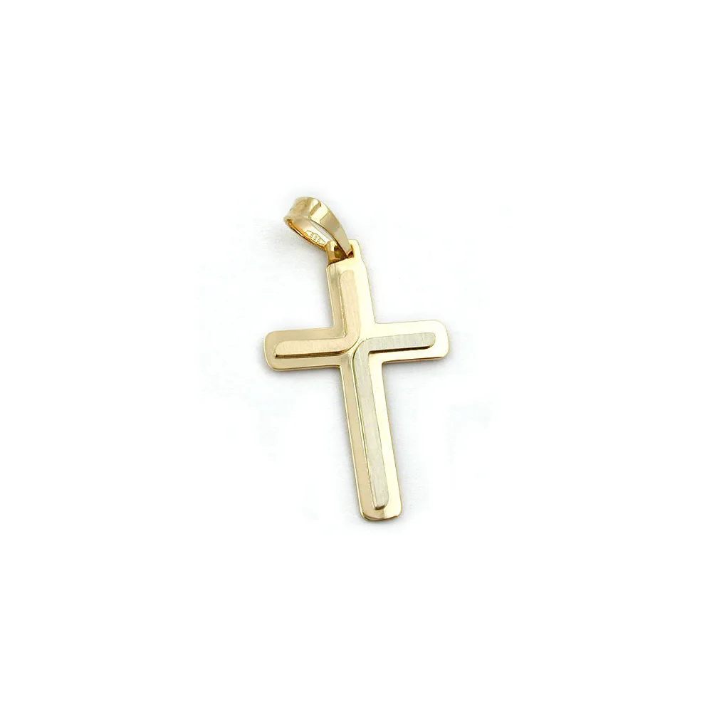 Anhänger Kreuz massiv 3-farb. Gold 585