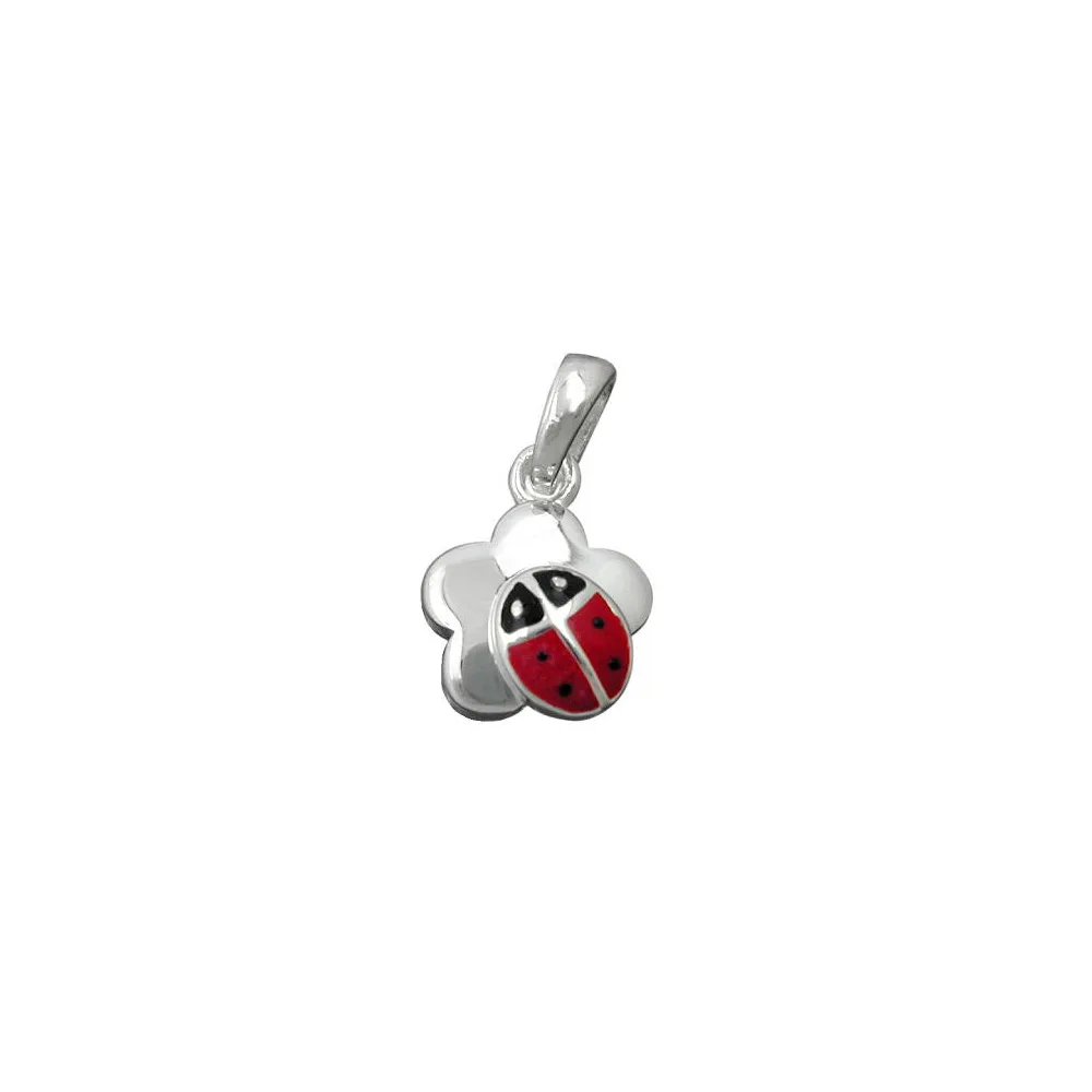Anhänger Marienkäfer-Blume Silber 925