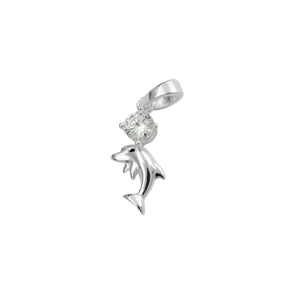 Anhänger 16x8mm Delfin mit Zirkonia glänzend Silber 925