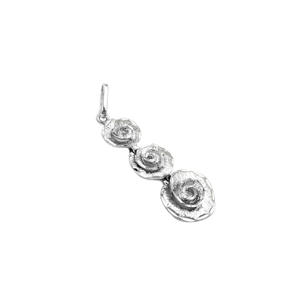 Anhänger 3 Blumen rhodiniert Silber 925