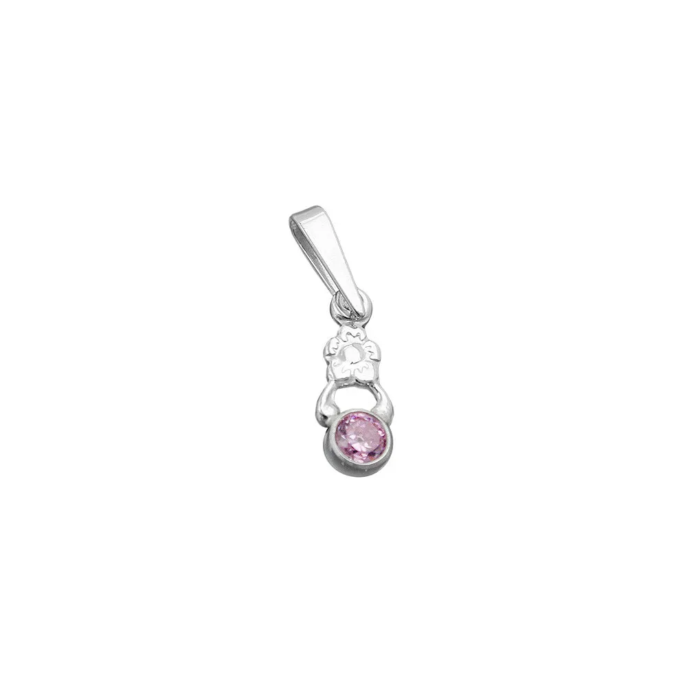 Anhänger Blume Glasstein-pink Silber 925