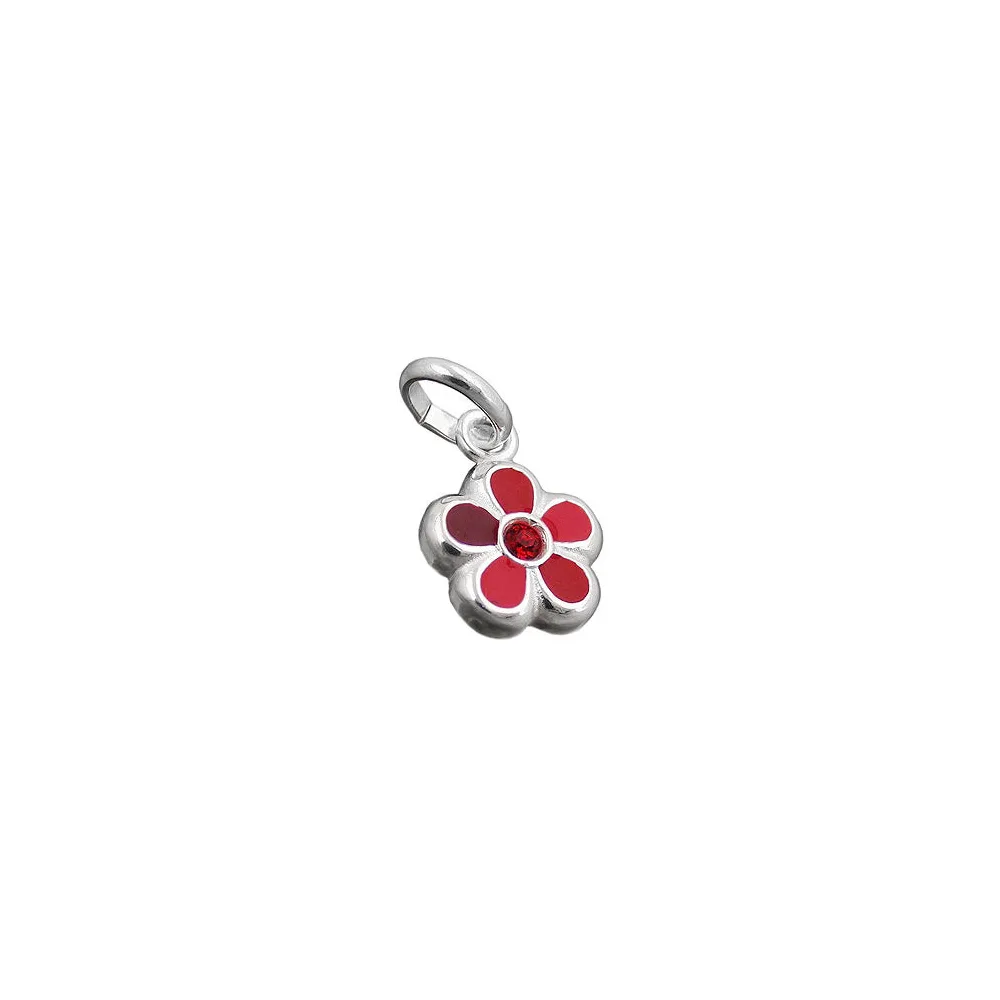 Anhänger Blume rot lackiert Silber 925