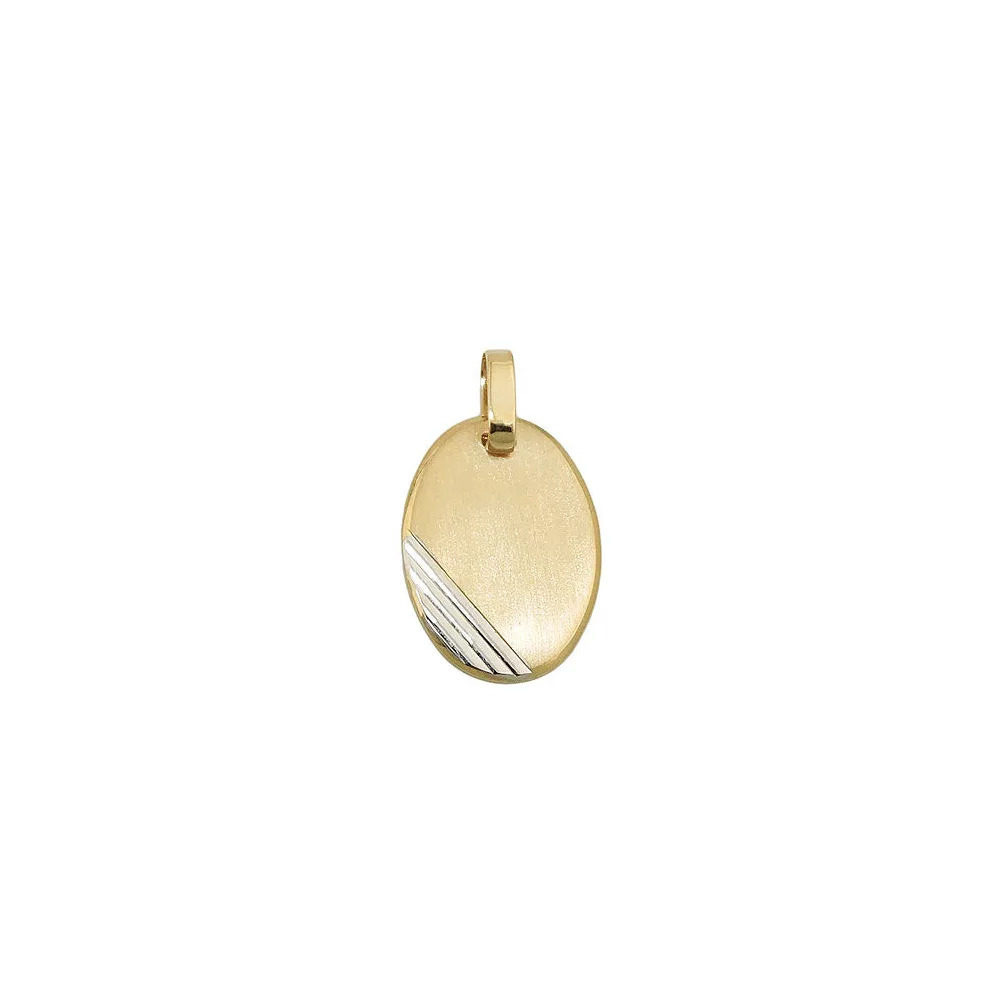 Anhänger Gravurplatte oval bicolor Gold 375