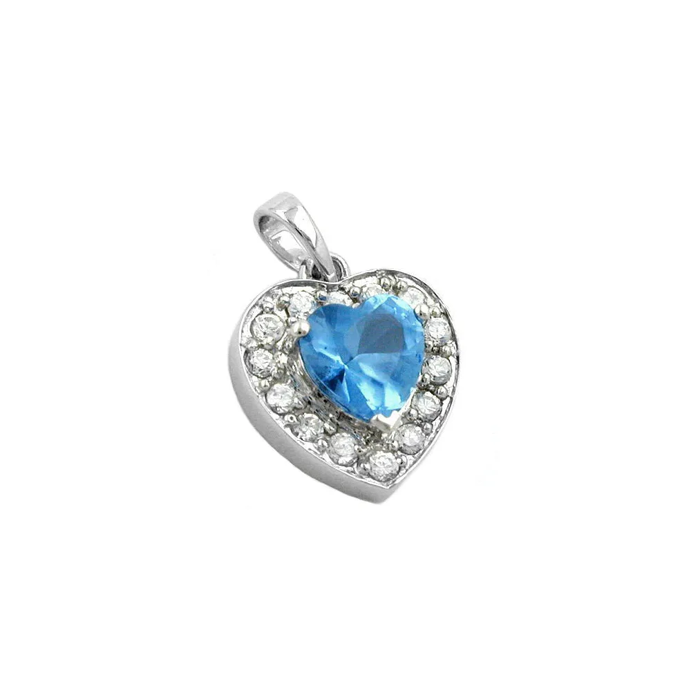 Anhänger Herz Zirkonia blue Silber 925