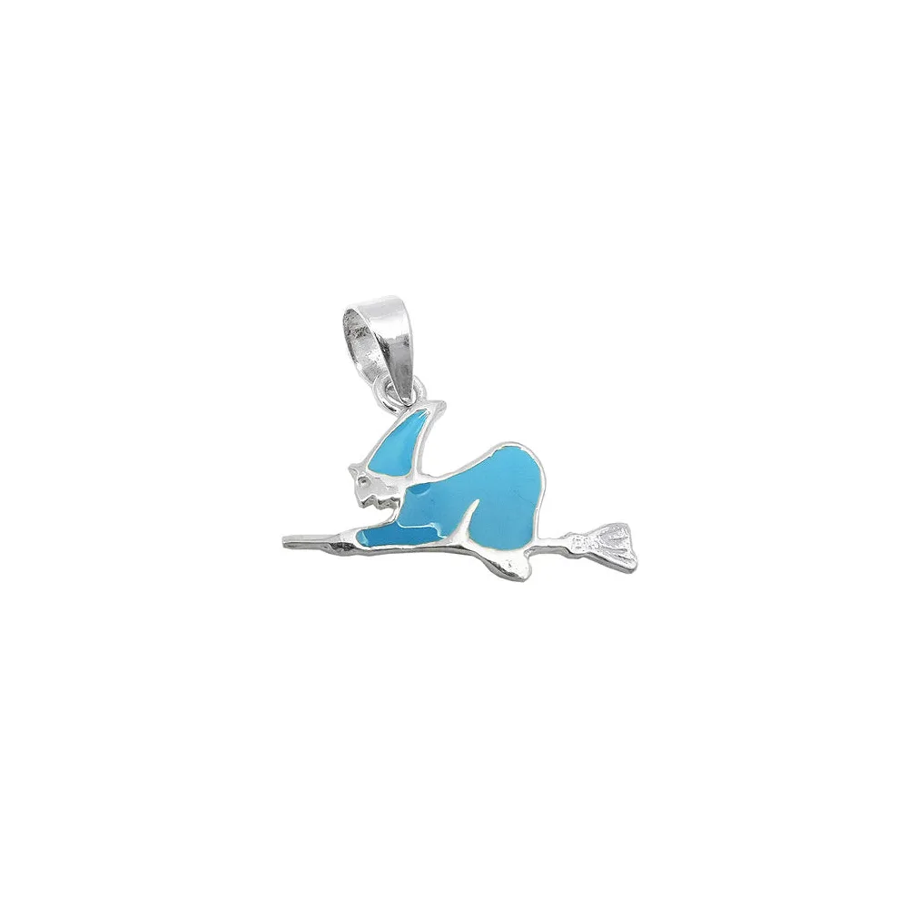 Anhänger Hexe blau-emailliert Silber 925