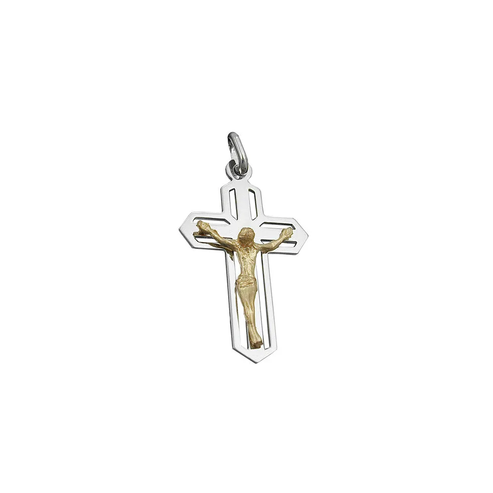 Anhänger Kreuz Jesus bicolor Silber 925