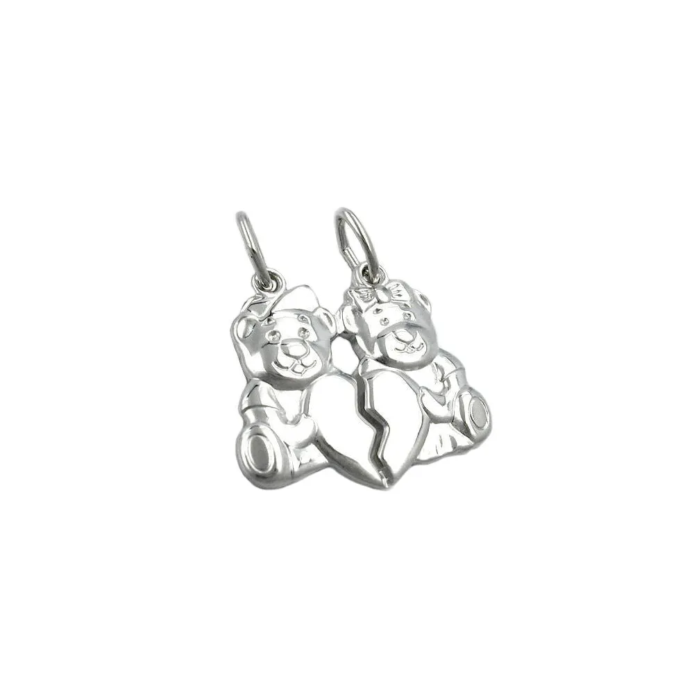 Anhänger 2 Bärchen mit Herz Silber 925