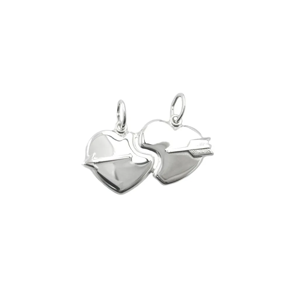 Anhänger 2 Herzen mit Pfeil Silber 925