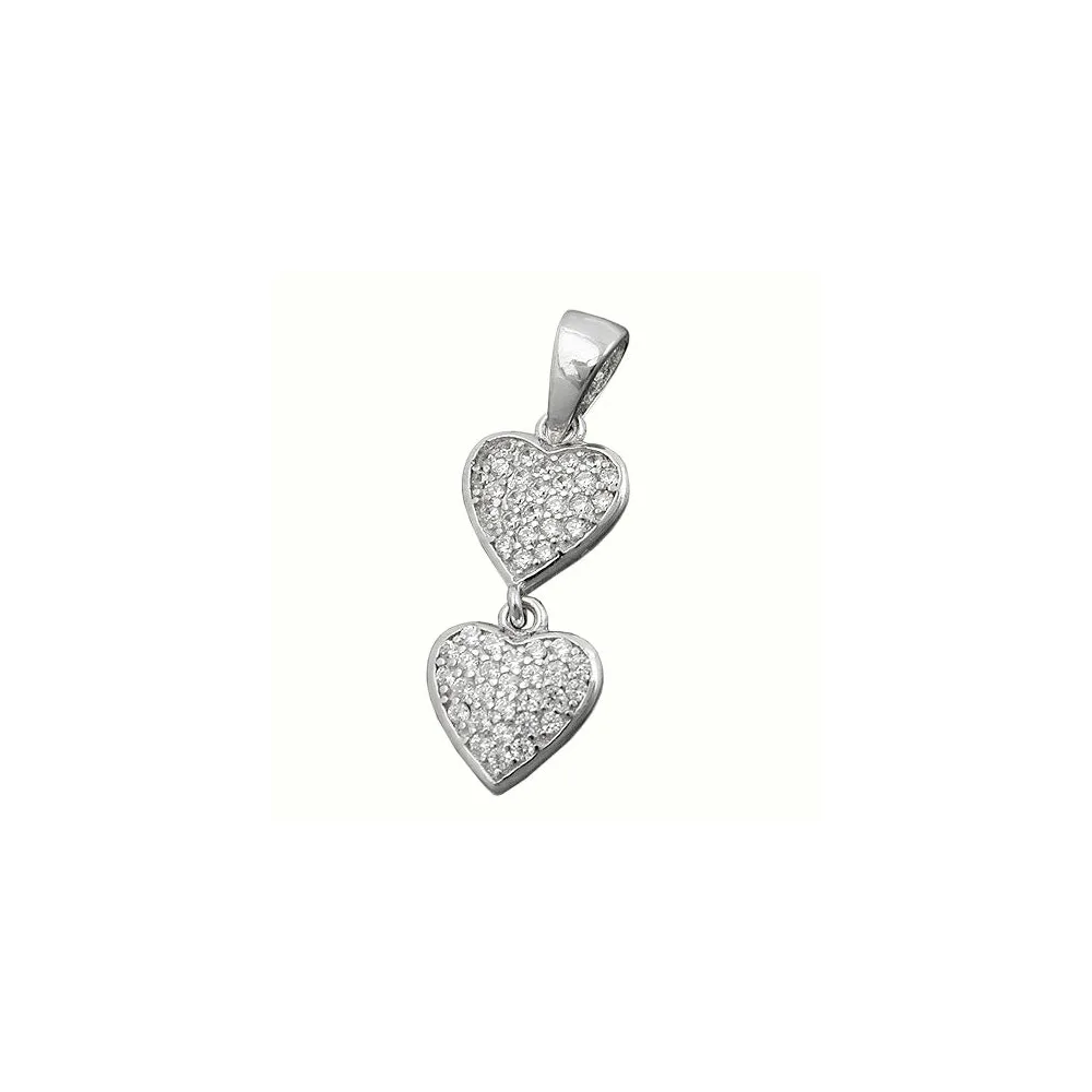 Anhänger 2 Herzen Zirkonia Silber 925