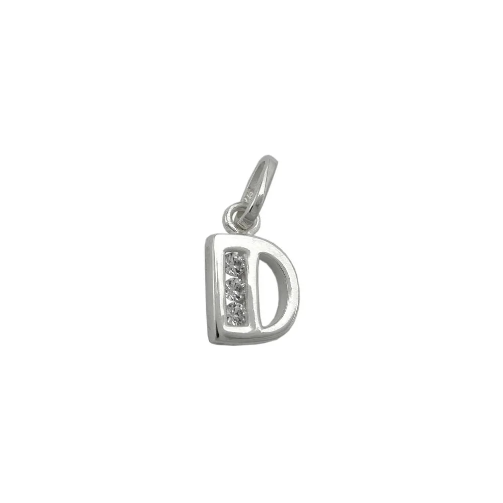 Anhänger Buchstabe D mit Zirkonia Silber 925