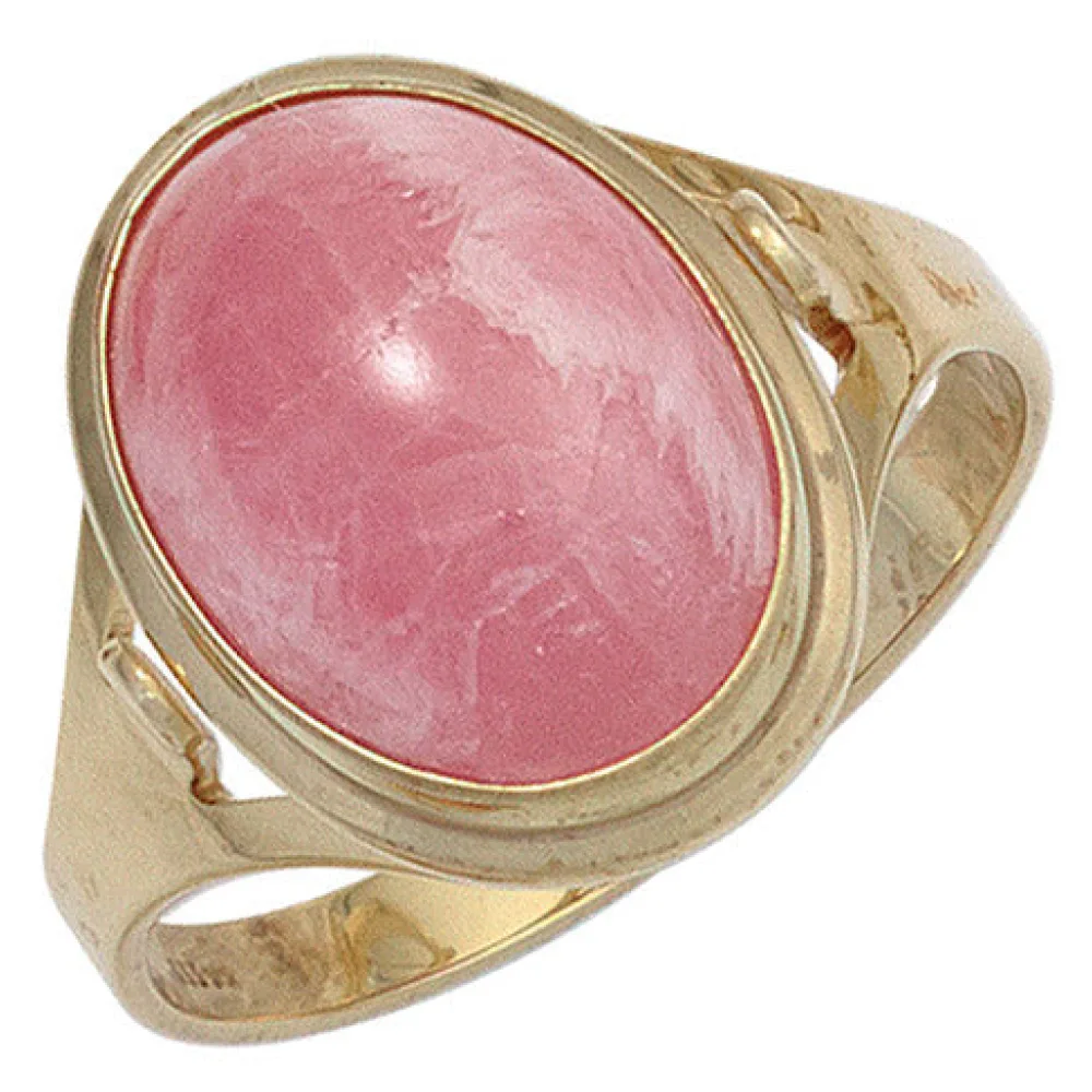 Damen Ring 585 Gold Gelbgold 1 Rhodochrosit rosa Goldring-56