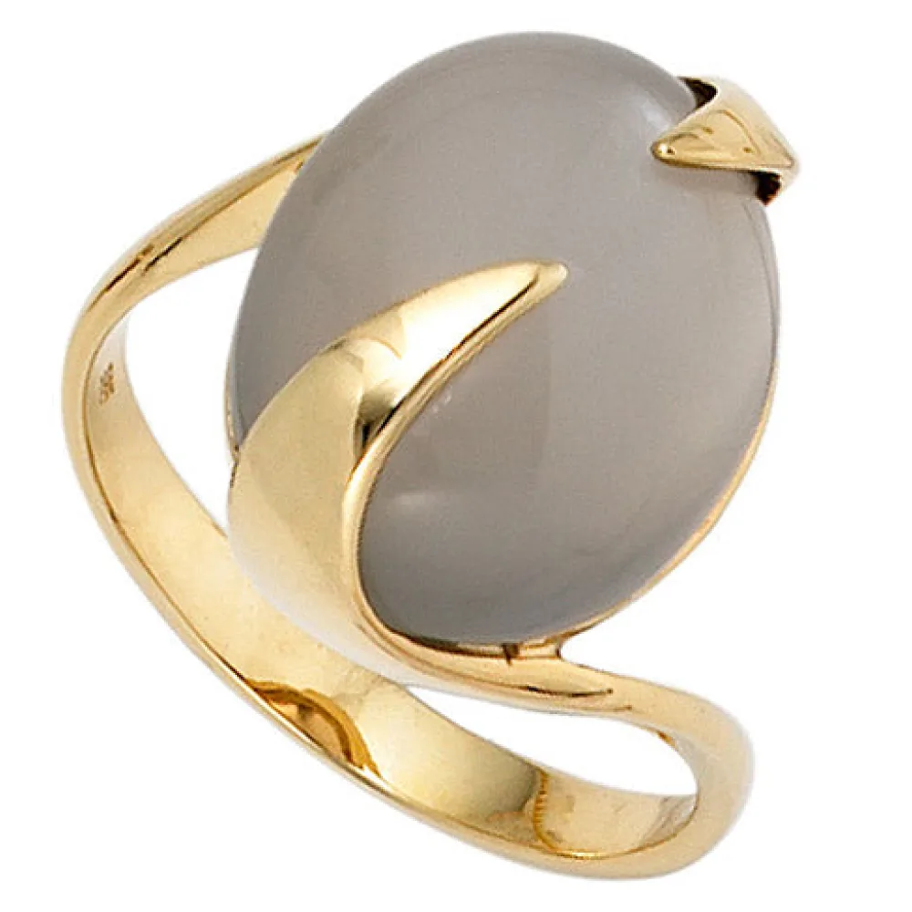 Damen Ring 585 Gold Gelbgold 1 Mondstein Goldring-56