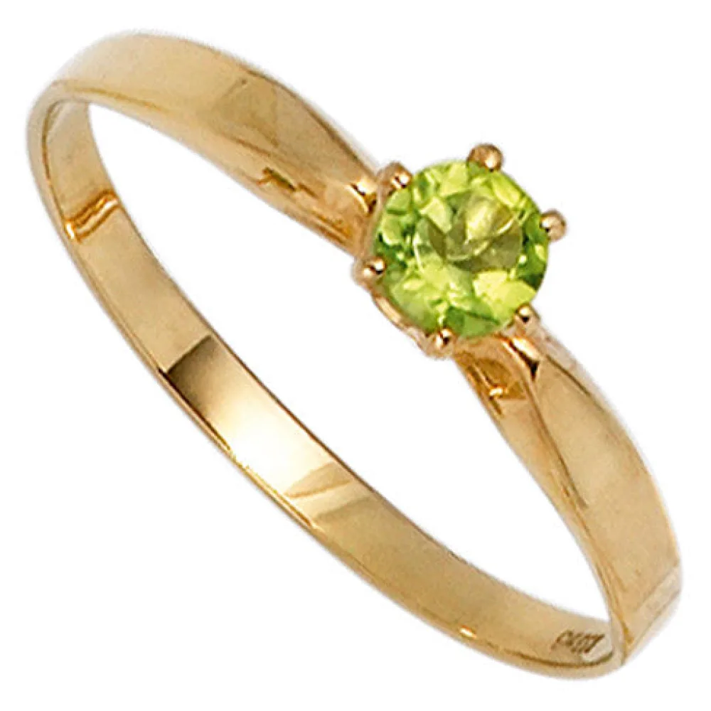 Damen Ring 585 Gold Gelbgold 1 Peridot grün Goldring-58