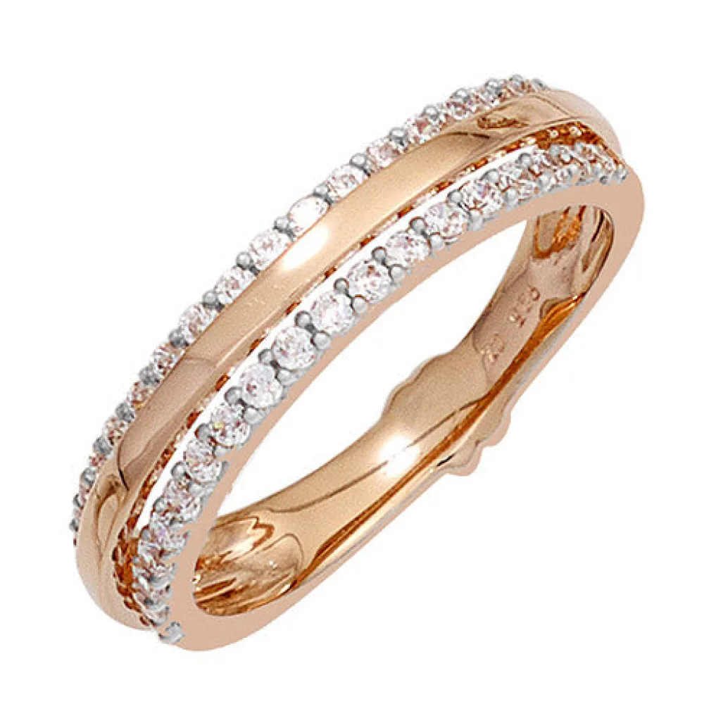 Damen Ring 585 Gold Rotgold 38 Diamanten Brillanten Rotgoldring-60