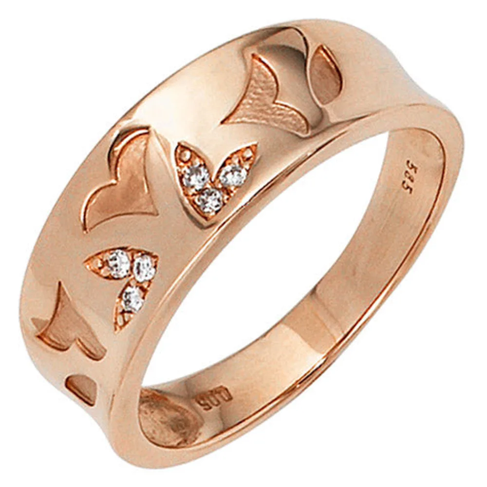 Damen Ring 585 Gold Rotgold 6 Diamanten Brillanten 0 05ct. Rotgoldring-58