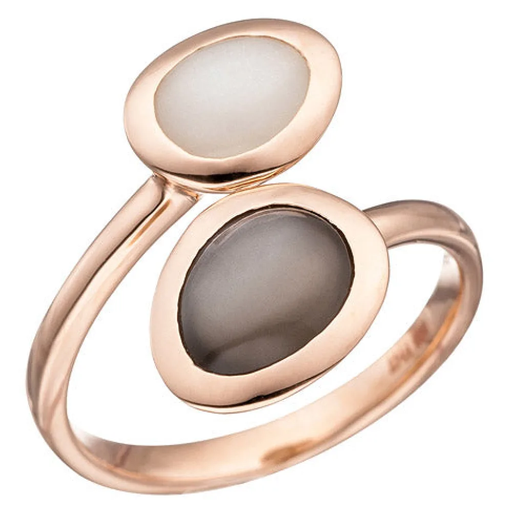 Damen Ring 585 Gold Rotgold 2 Mondsteine Goldring Rotgoldring-58