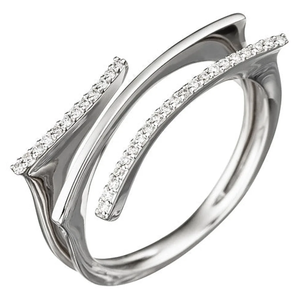 Damen Ring 585 Gold Weißgold 32 Diamanten Brillanten Weißgoldring-60
